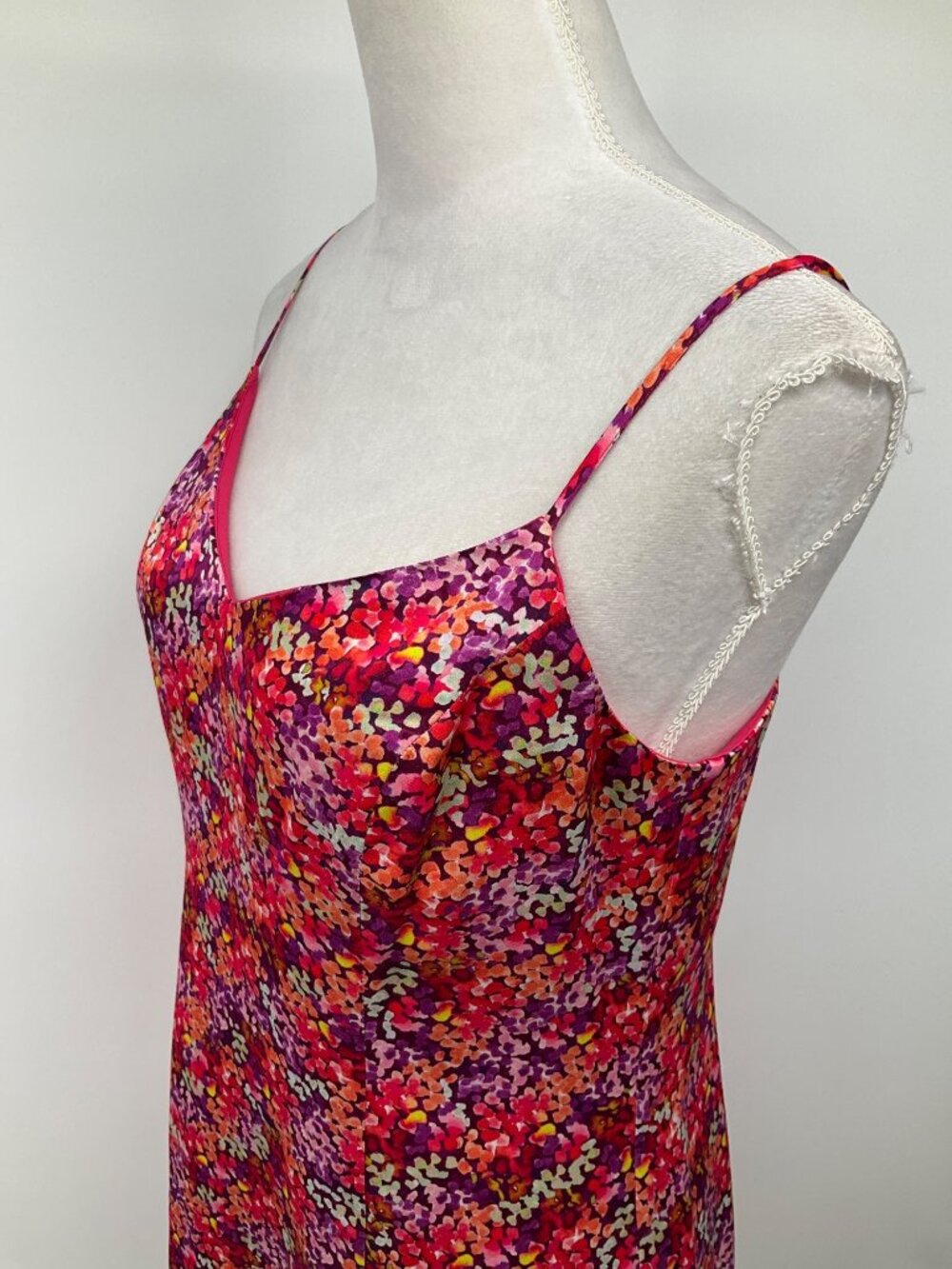 French Connection size 6 Pink Satin Mini Floral Print Slip Dress - Picture 6 of 14
